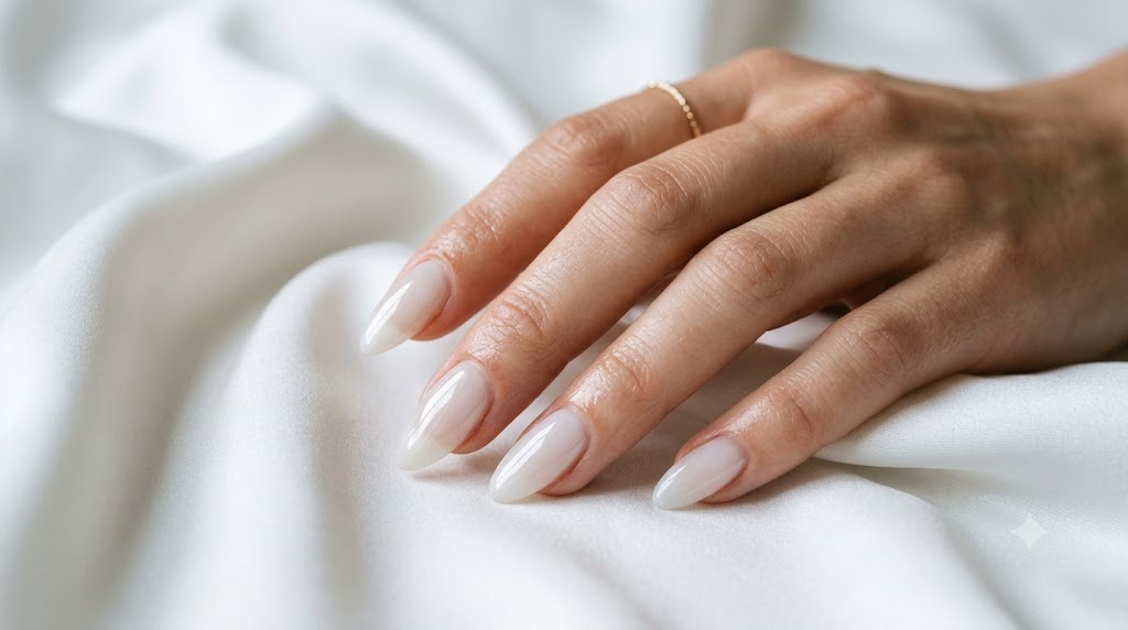 Hydrated Glass-Skin Soap Nails with Soft Edge